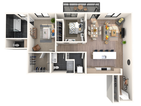Floor plan for 2 beds, 2 baths, 1436 sqft
